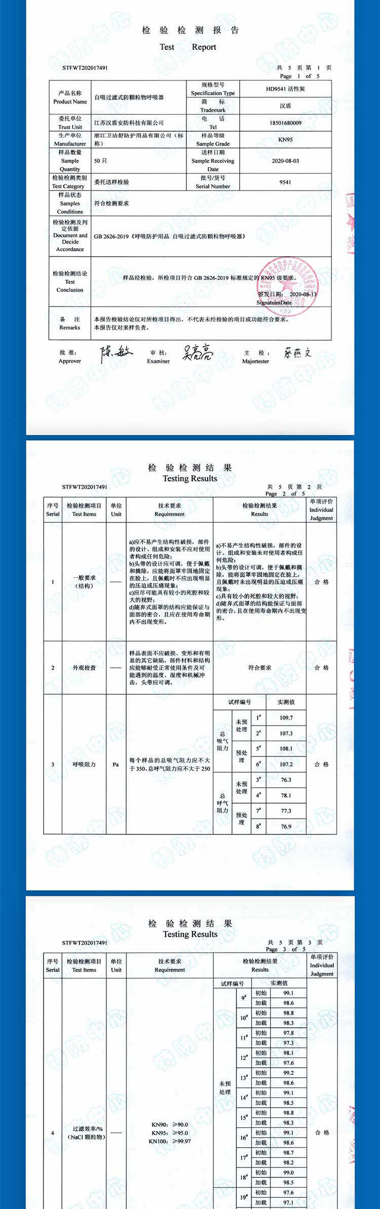 漢盾勞保用品 HD9541 KN95活性炭口罩（耳帶式，獨(dú)立裝）