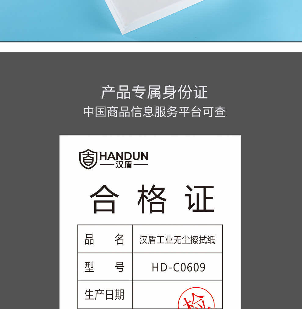 漢盾勞保批發(fā) C0609 無塵擦拭紙 9*9英寸